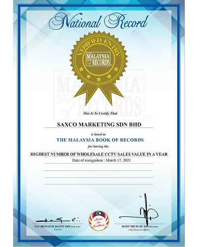 HIGHEST NUMBER OF WHOLESALE CCTV SALES VALUE IN YEAR